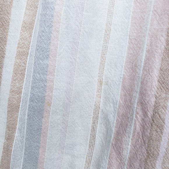 Loft Beach Cotton Linen Blend Striped Midi Dress Neutral Elasticized Waist XXS - Picture 7 of 8